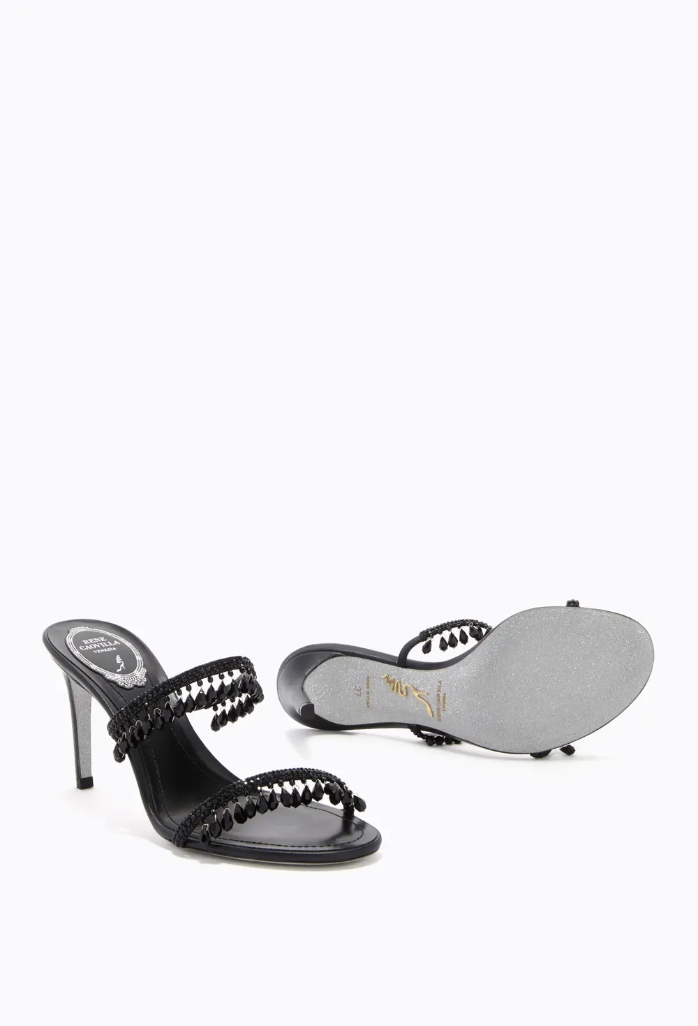 Rene Caovilla CHANDELIER BLACK MULE 80