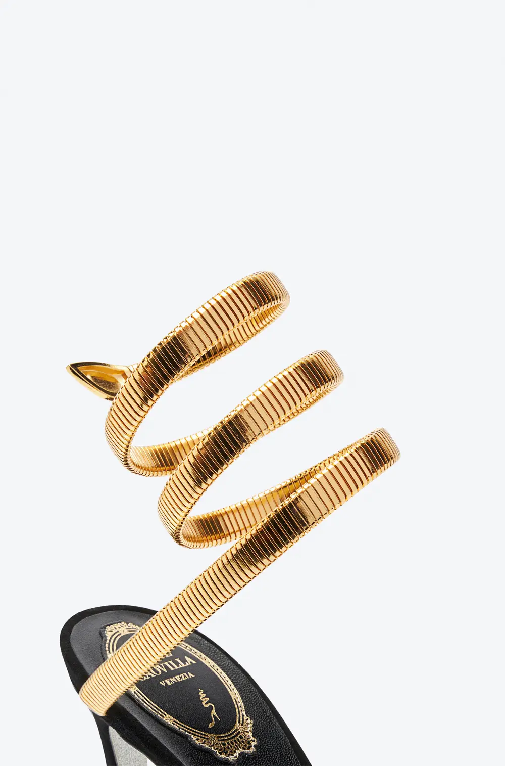 Rene Caovilla JUNIPER BLACK AND GOLD SANDAL 105