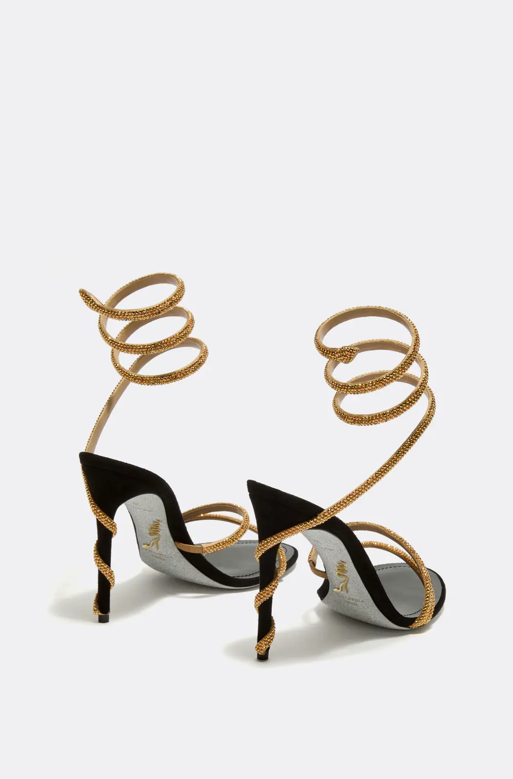 Rene Caovilla MARGOT BLACK AND GOLD SANDAL 105