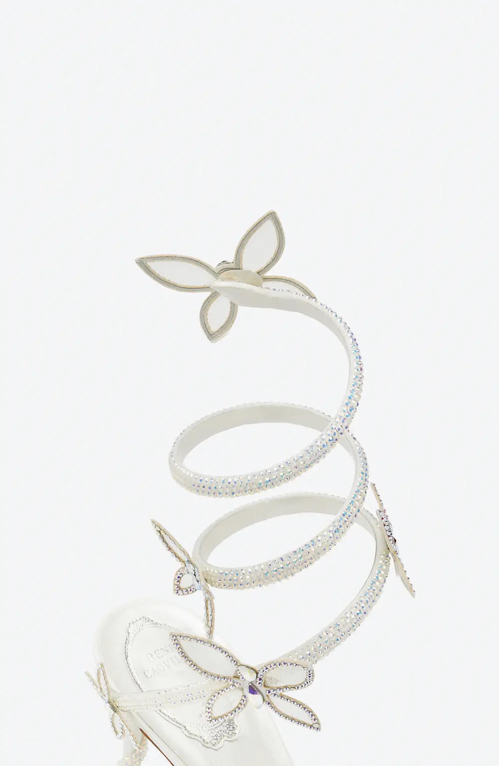 Rene Caovilla Margot white sandal with butterflies 80