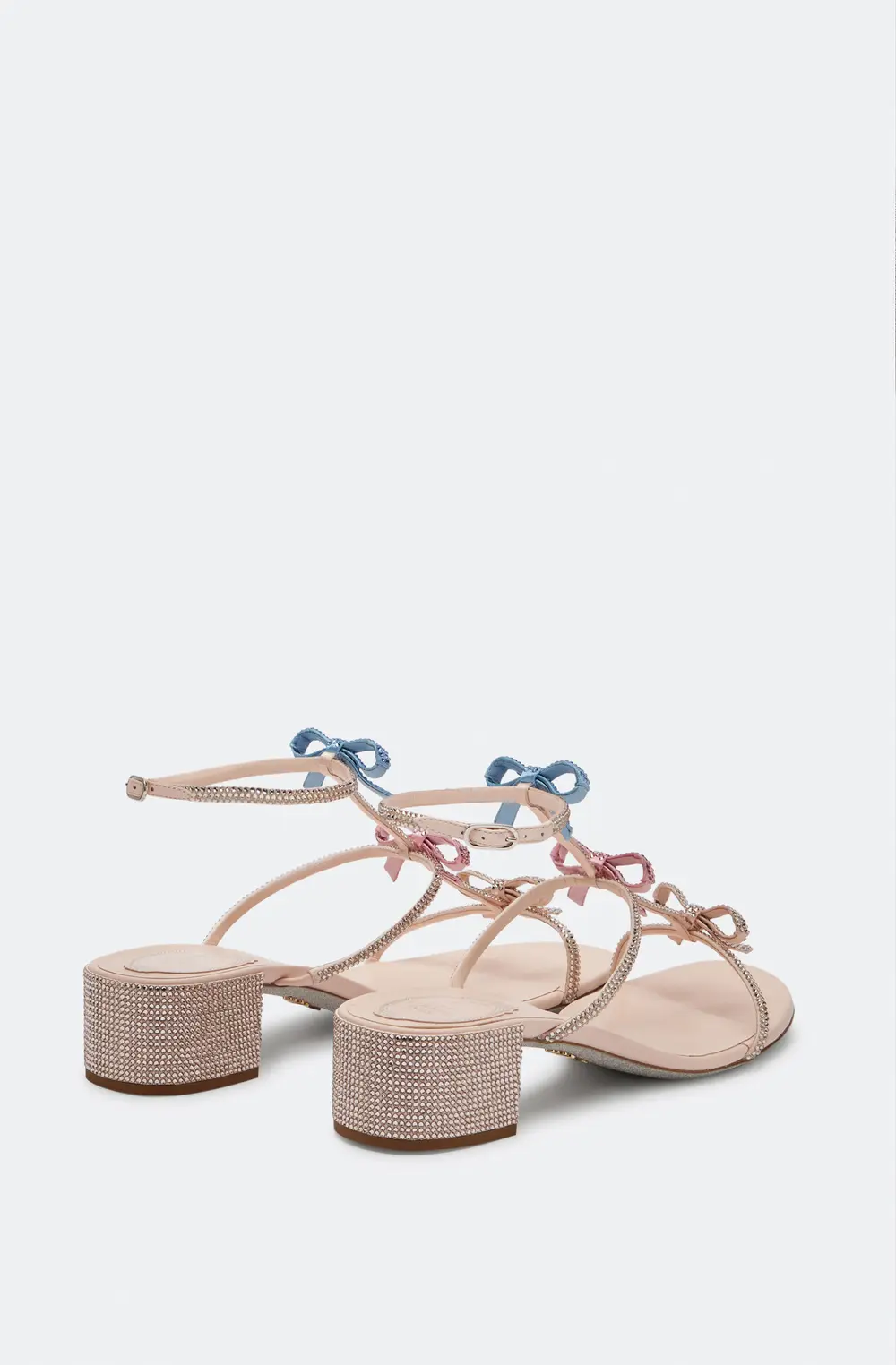 Rene Caovilla Caterina Peach Sandal With Multicolor Crystals 40
