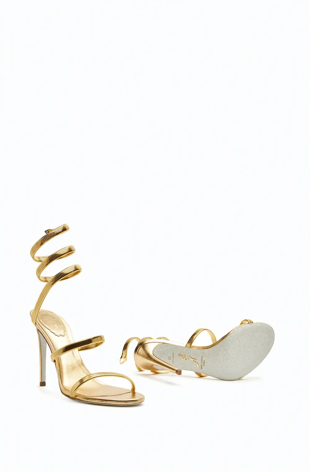 Rene Caovilla JUNIPER METAL GOLD SANDAL 105
