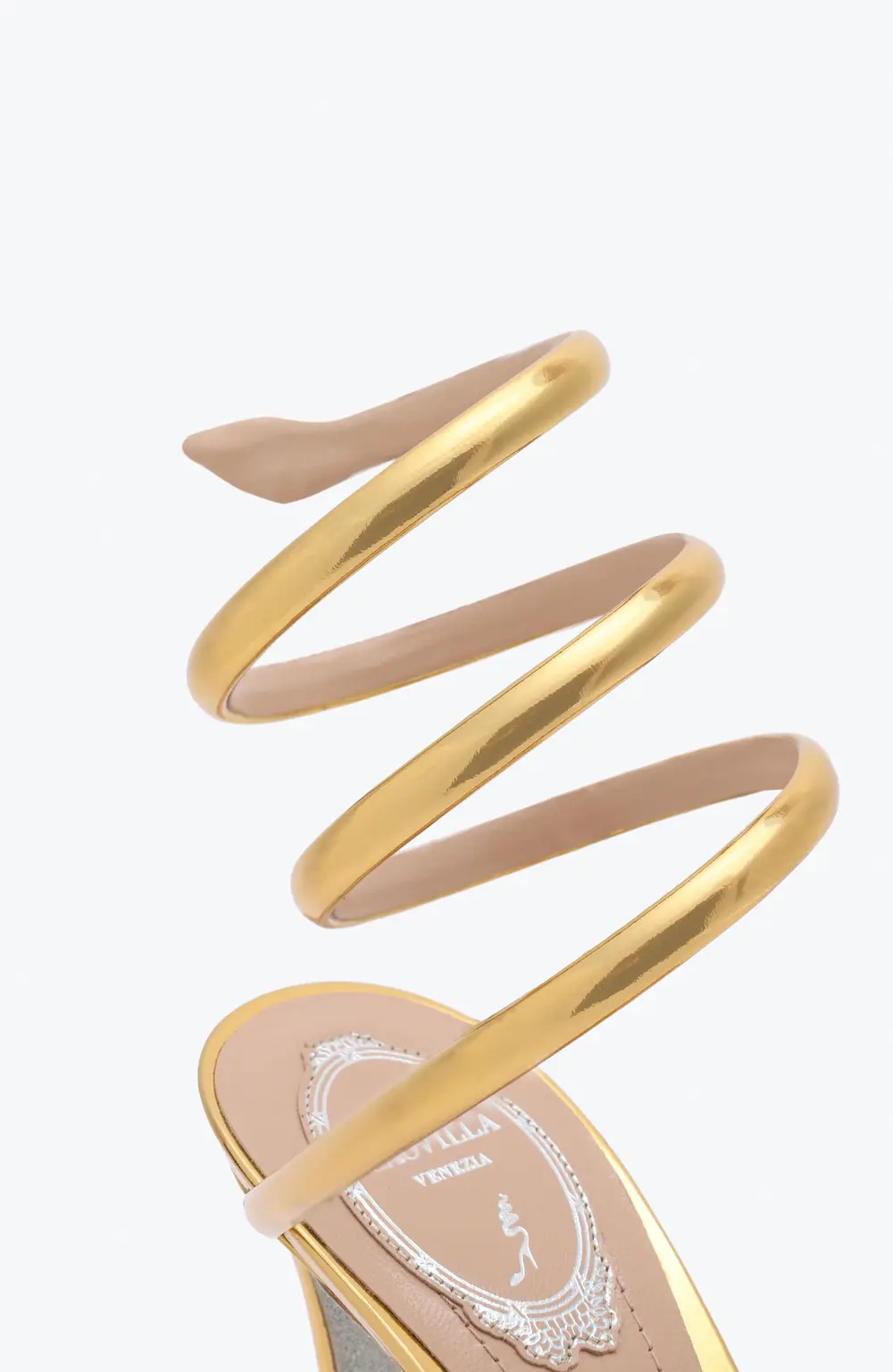 Rene Caovilla CLEO METALLIC DARK GOLD MIRROR CALF SANDAL