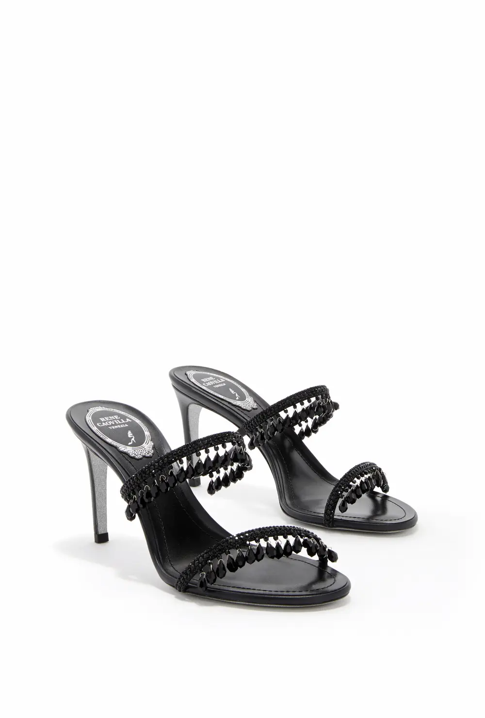 Rene Caovilla CHANDELIER BLACK MULE 80