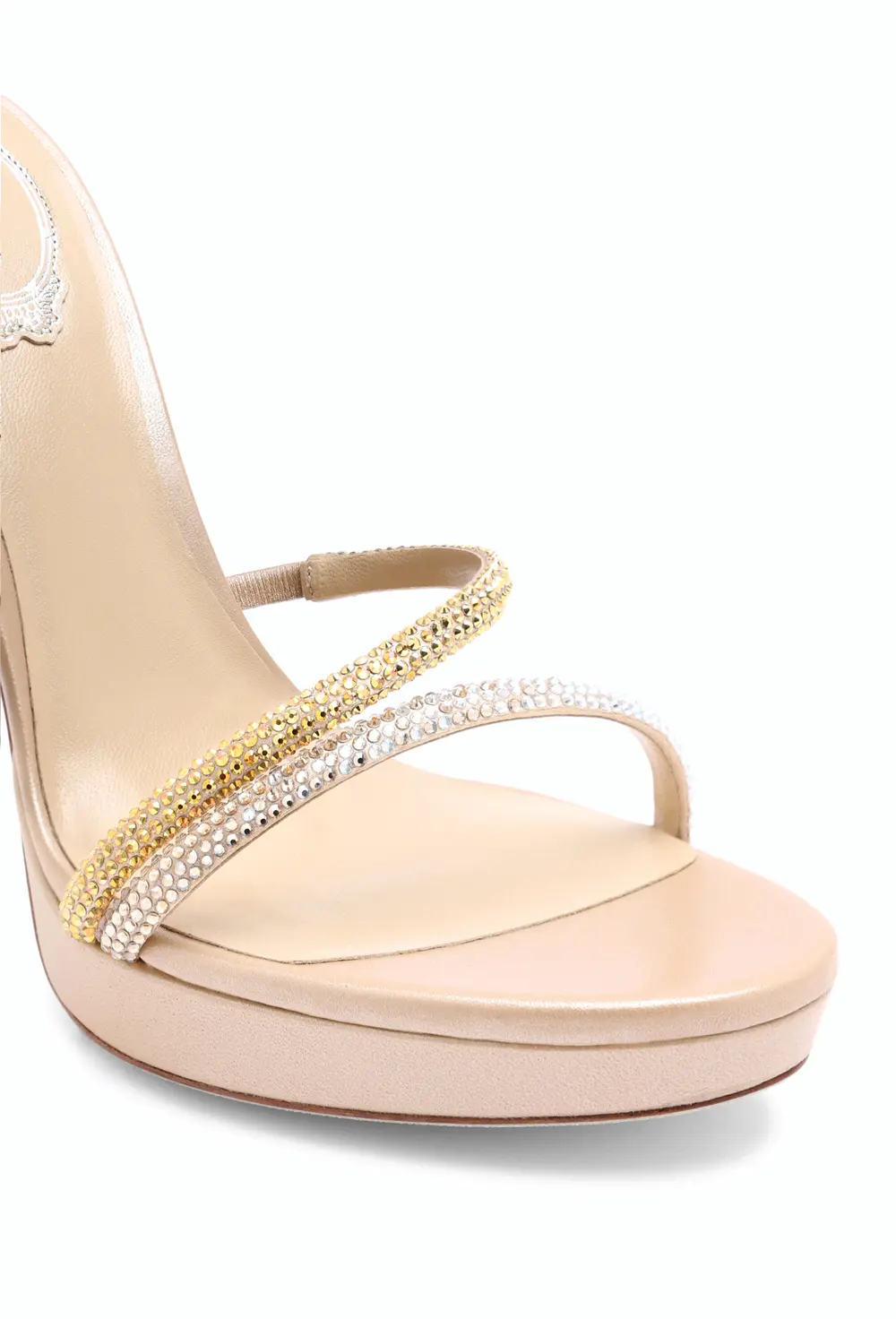 Rene Caovilla Margot Plateau Sandal With Gold And Silver Crystals 120