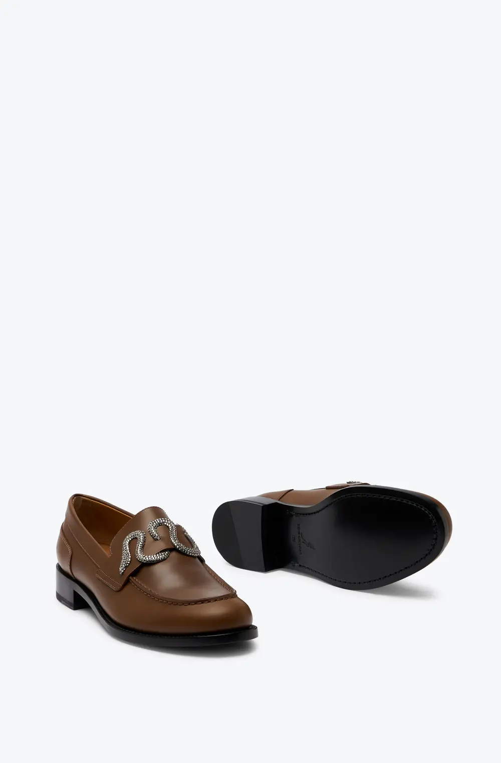 Rene Caovilla Morgana Brown Loafer With Silver Crystal 20