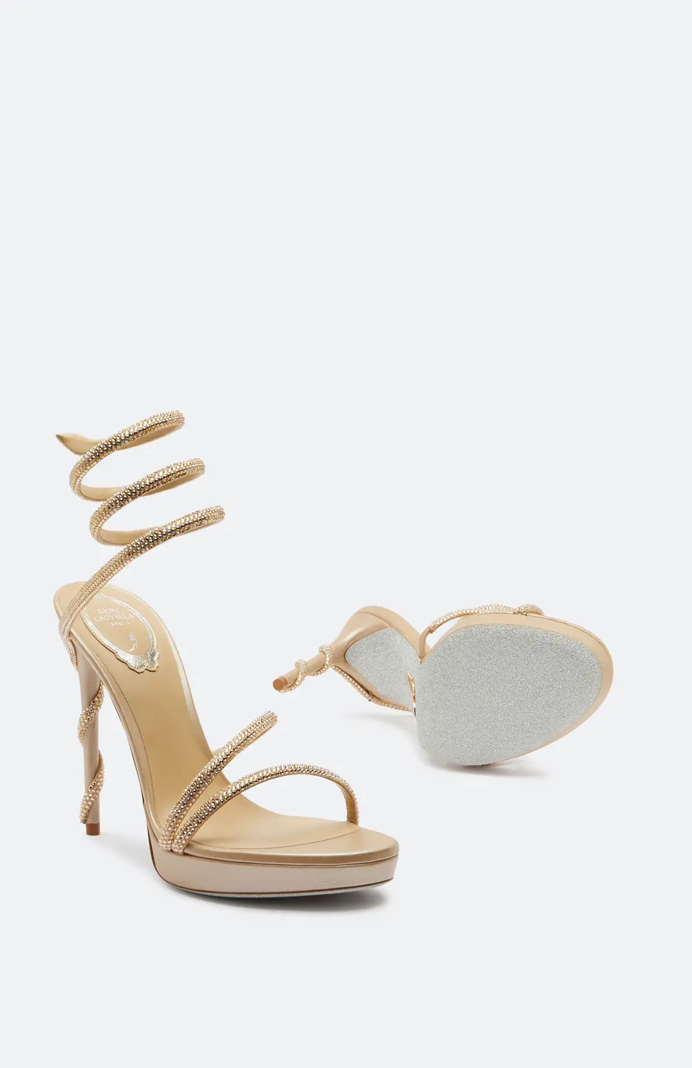 Rene Caovilla MARGOT CHAMPAGNE PLATFORM SANDAL 120