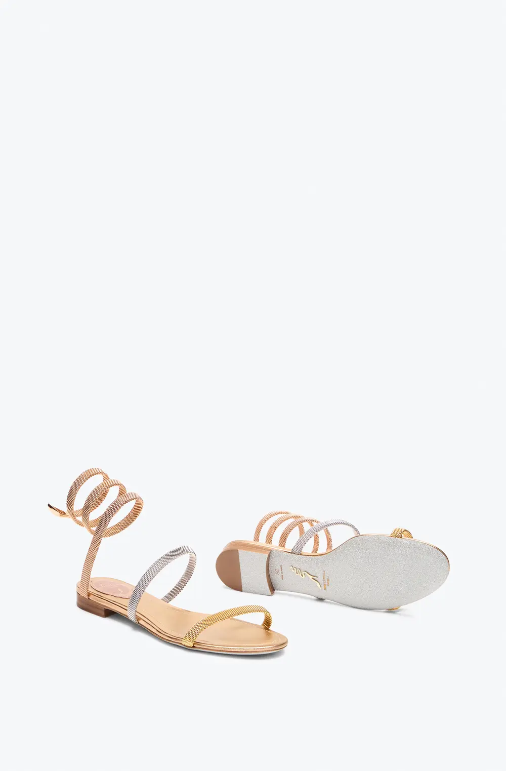 Rene Caovilla TRIGOLD CLEO THREE-TONED FLAT SANDAL 10