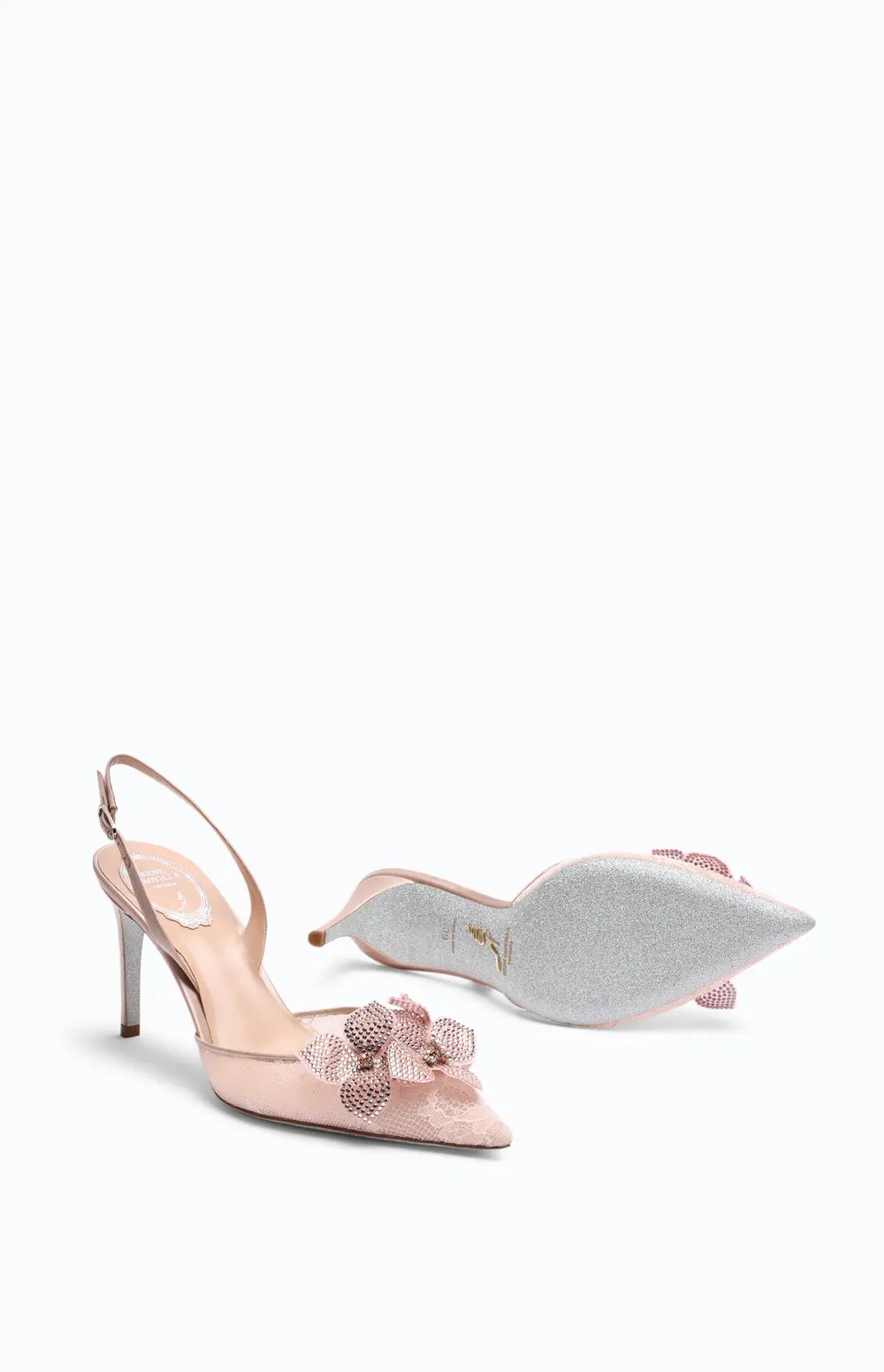 Rene Caovilla Floriane Powder Pink Slingback 80