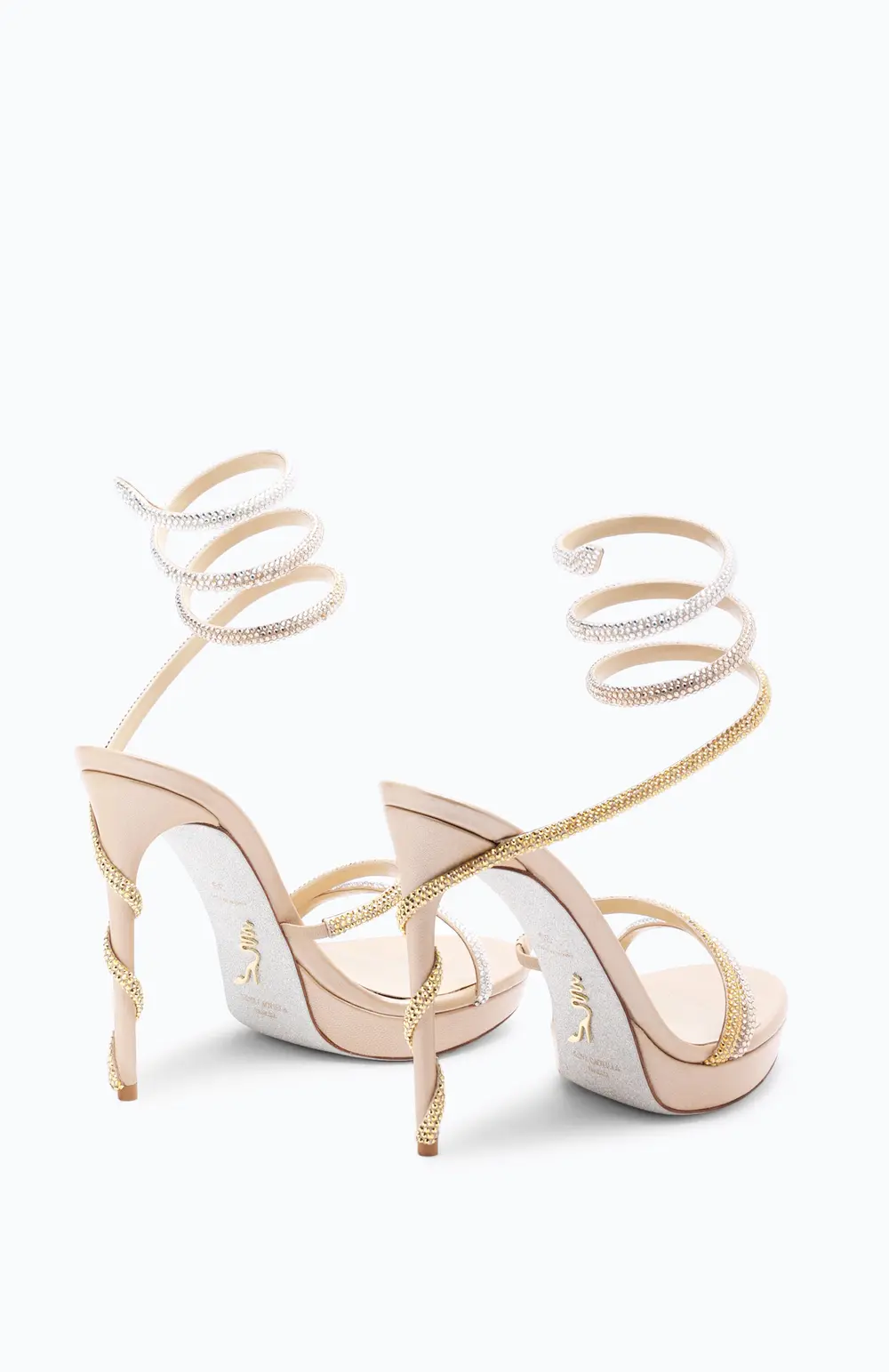 Rene Caovilla Margot Plateau Sandal With Gold And Silver Crystals 120