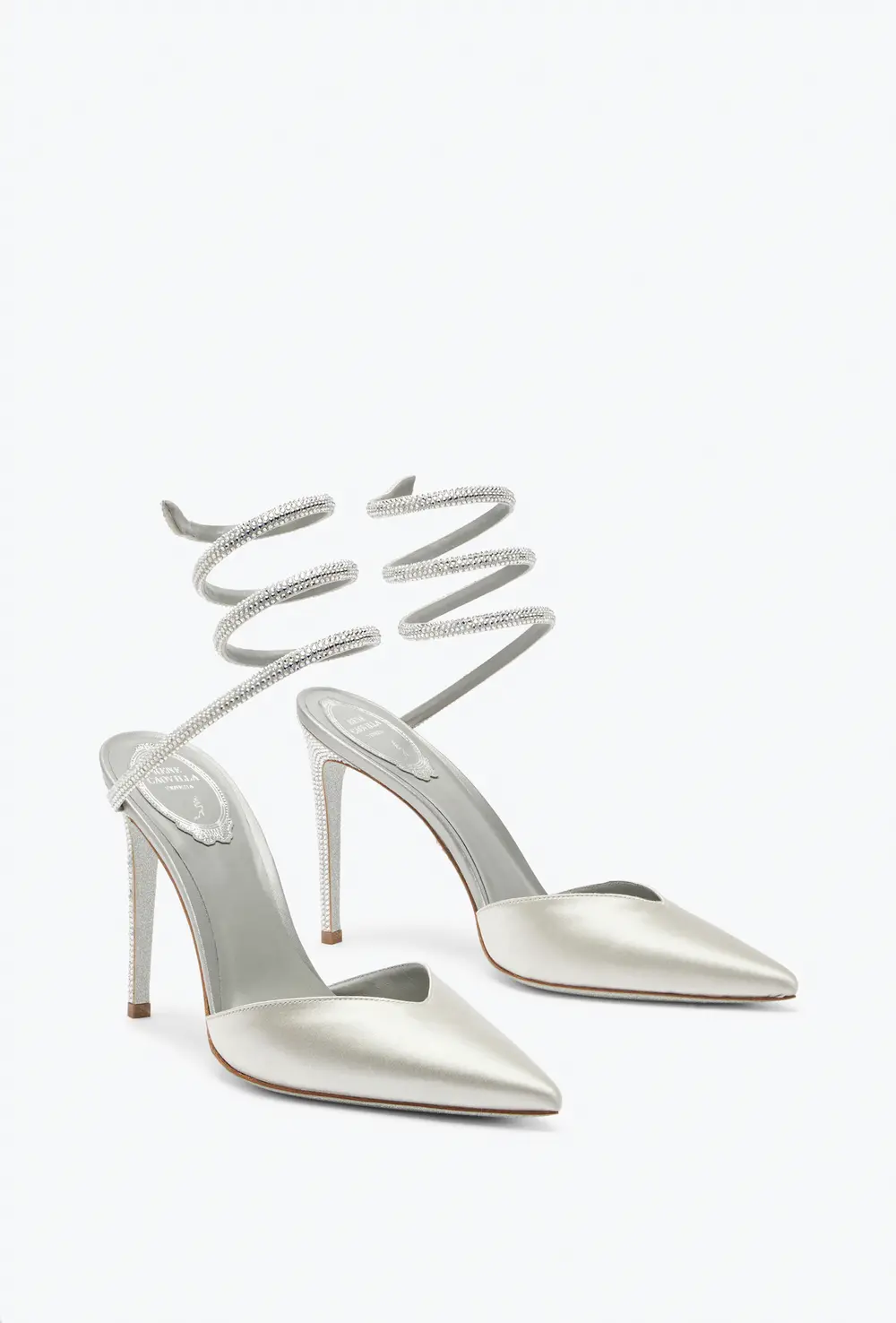 Rene Caovilla Cleo Crystal Gray Open-Back Pump 105