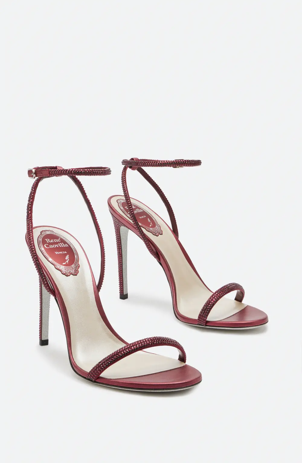 Rene Caovilla Ellabrita Crystal Wine Red Sandal 105