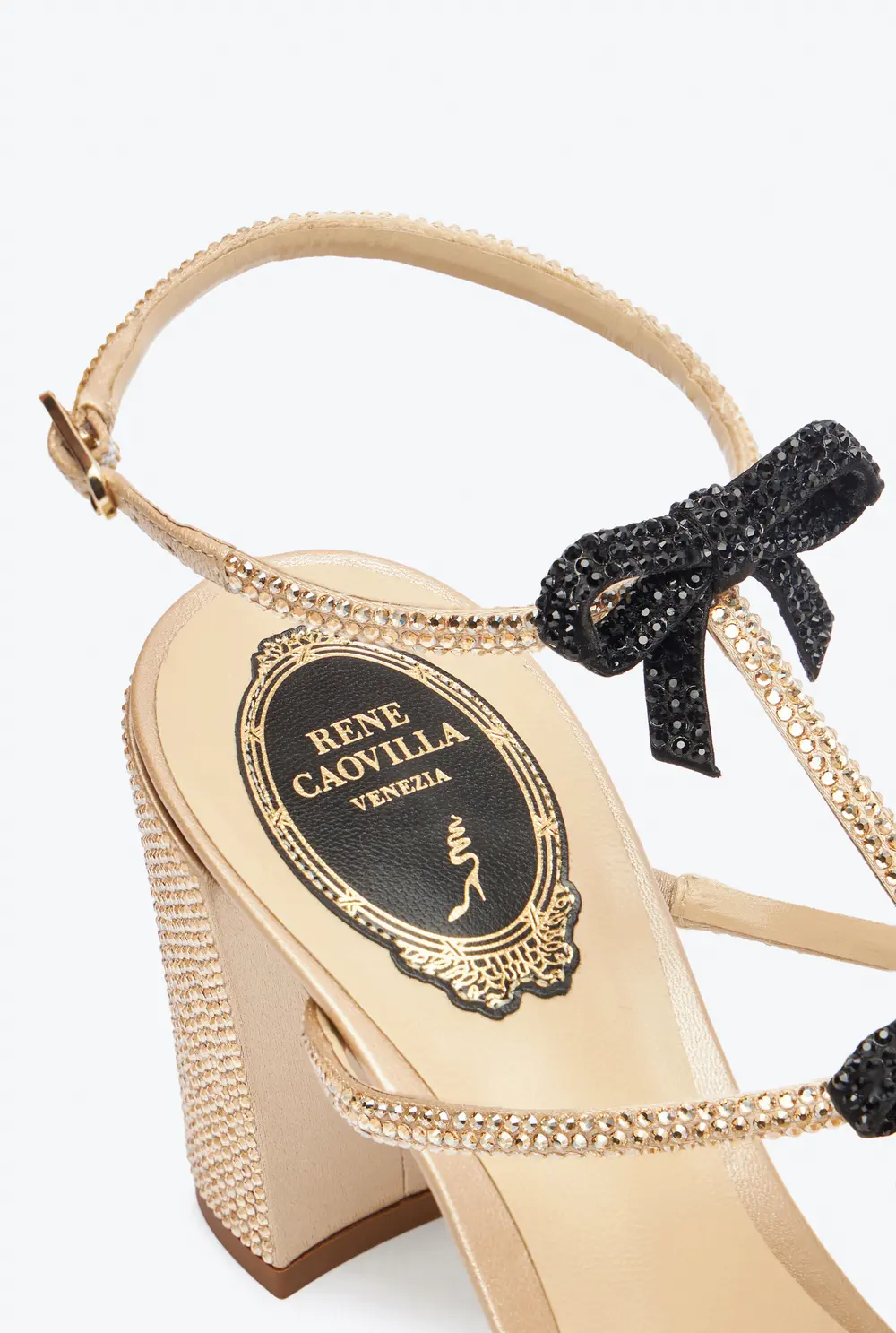 Rene Caovilla Caterina Honey And Black Sandal 80
