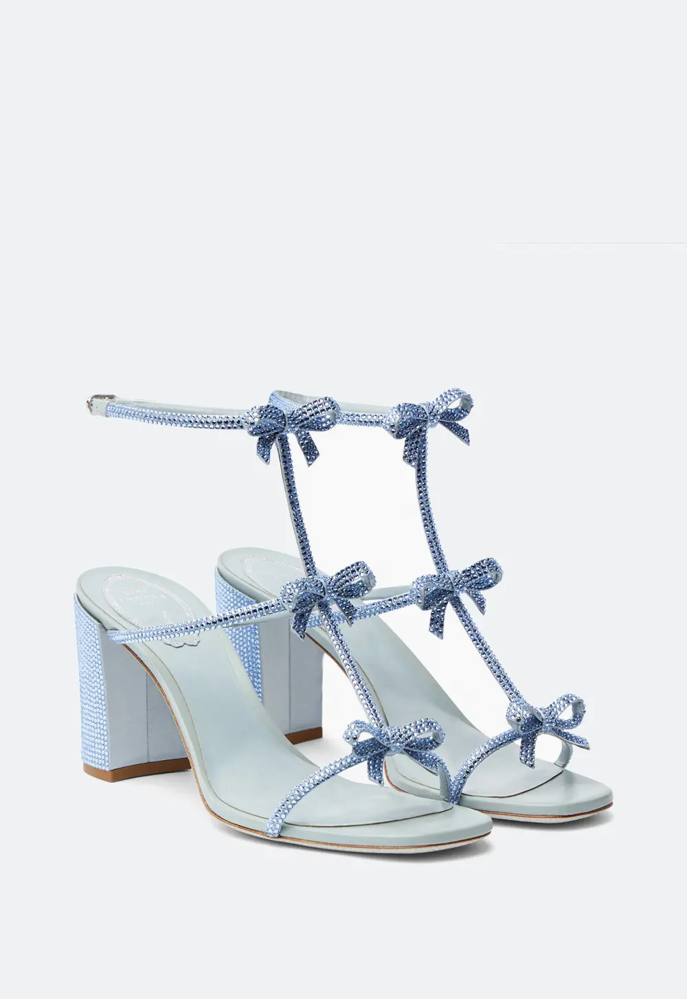 Rene Caovilla Caterina Crystal Powder Blue Sandal 80
