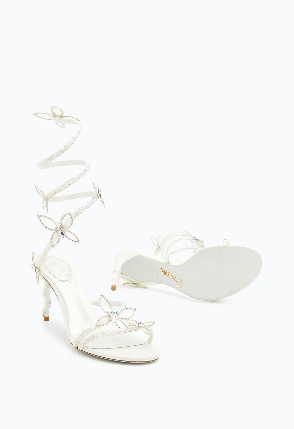 Rene Caovilla Margot white sandal with butterflies 80