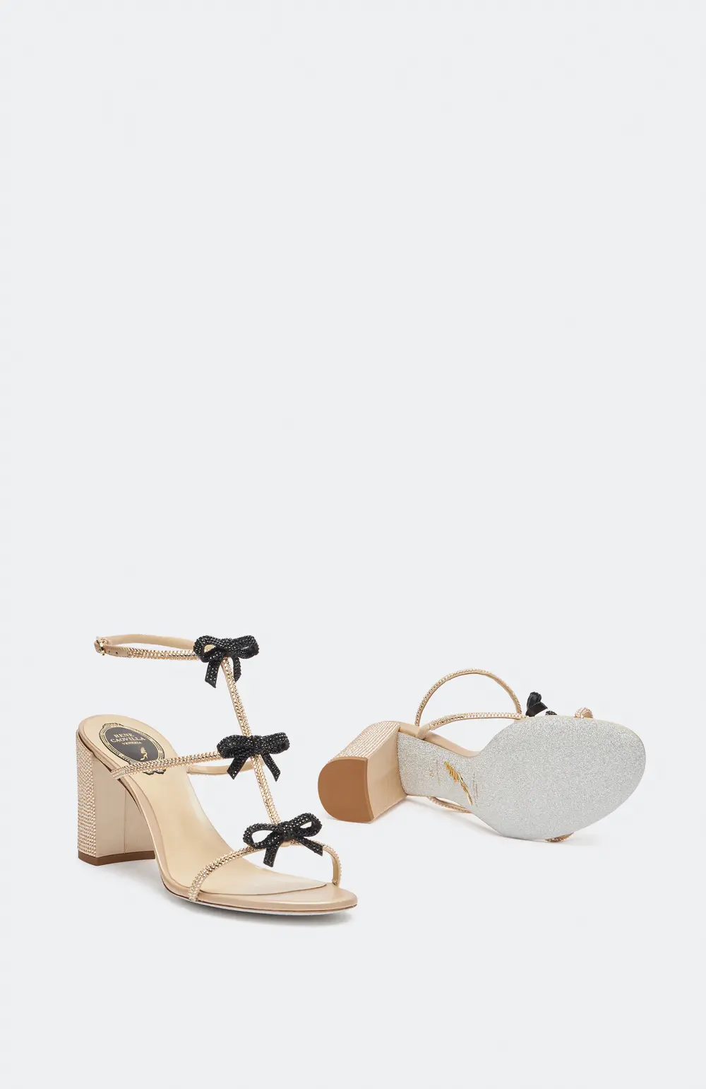 Rene Caovilla Caterina Honey And Black Sandal 80