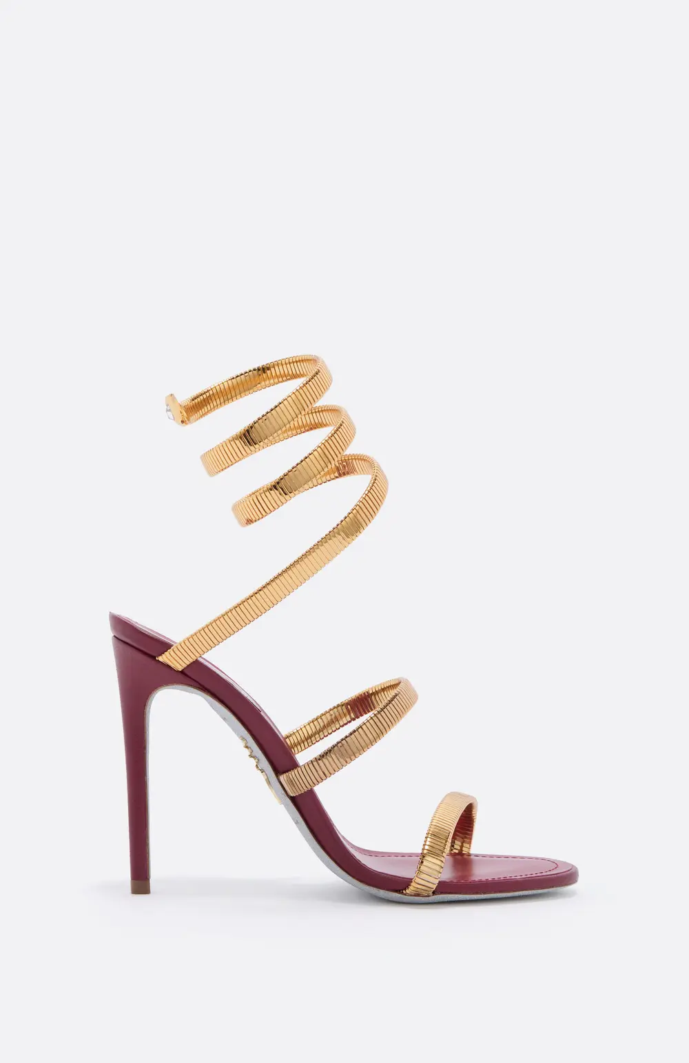 Rene Caovilla JUNIPER BURGUNDY AND GOLD SANDAL 105
