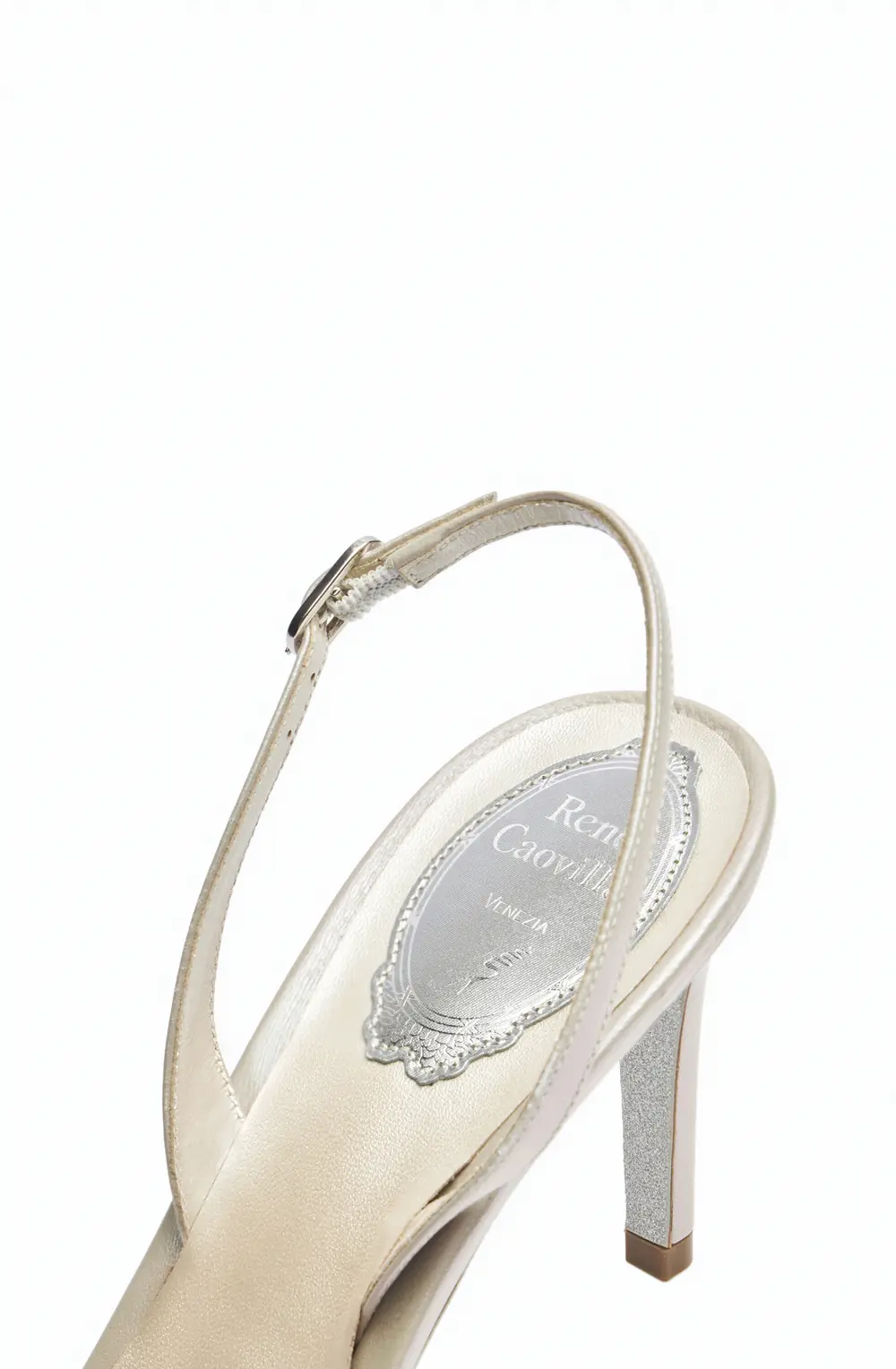 Rene Caovilla Silver Slingbacks Cinderella 75