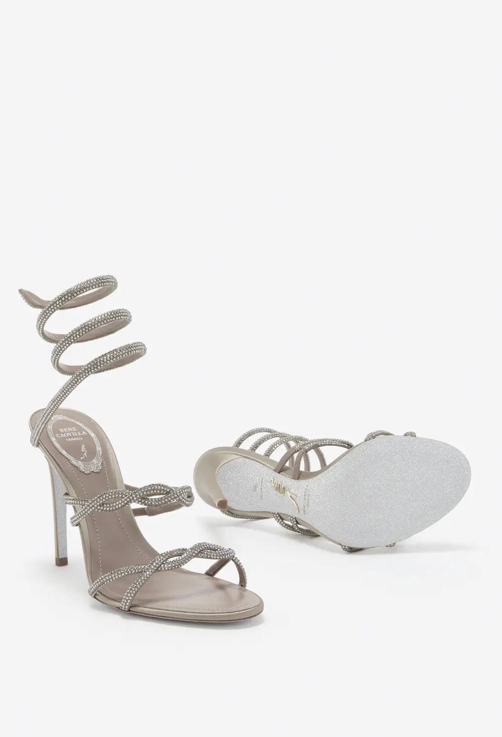 Rene Caovilla BRAID CLEO DOVE GREY SANDAL 105