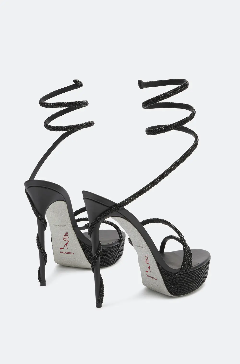 Rene Caovilla MARGOT CRYSTAL BLACK PLATFORM SANDAL 130