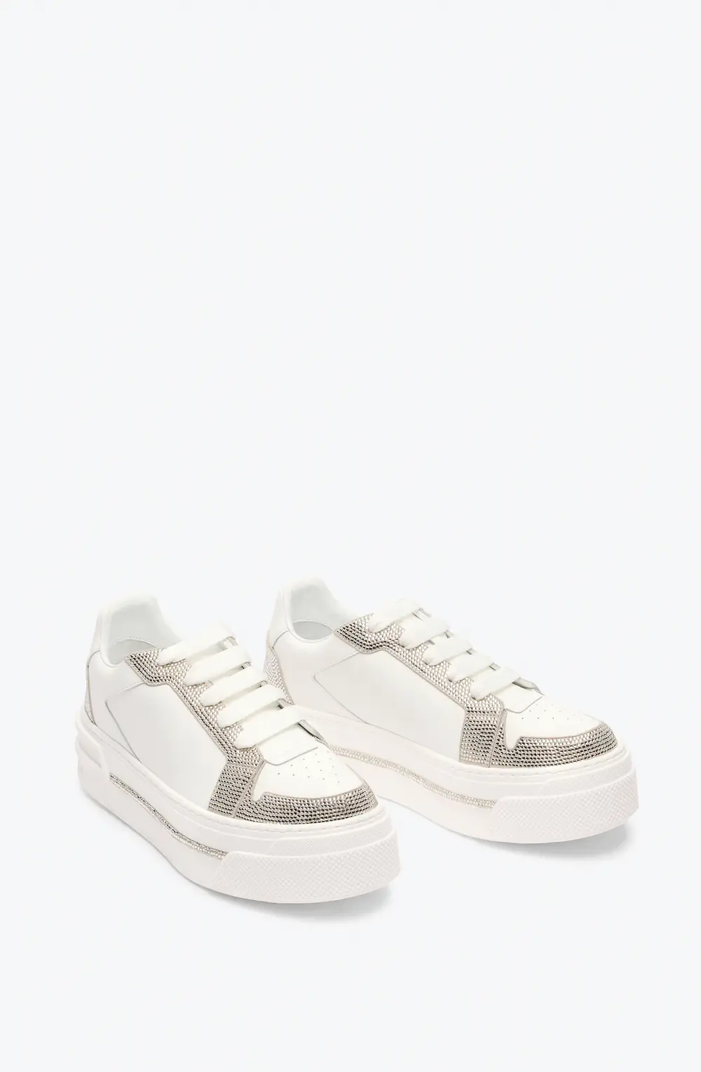 Rene Caovilla XTRA WHITE-SILVER SNEAKER WITH CRYSTALS 50