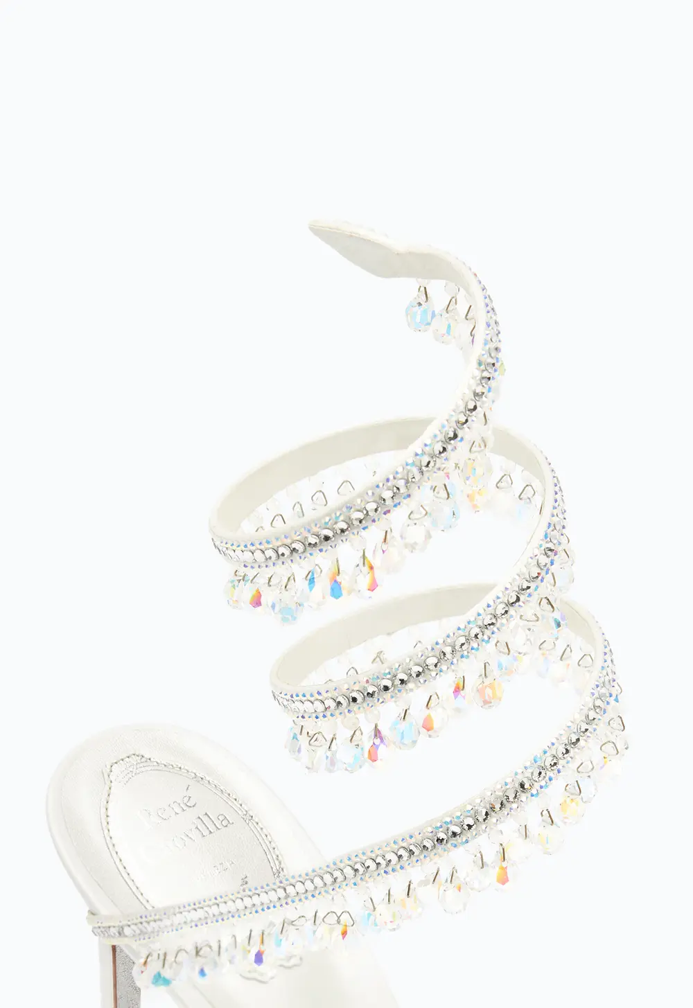 Rene Caovilla White Jewel Chandelier Pumps 75