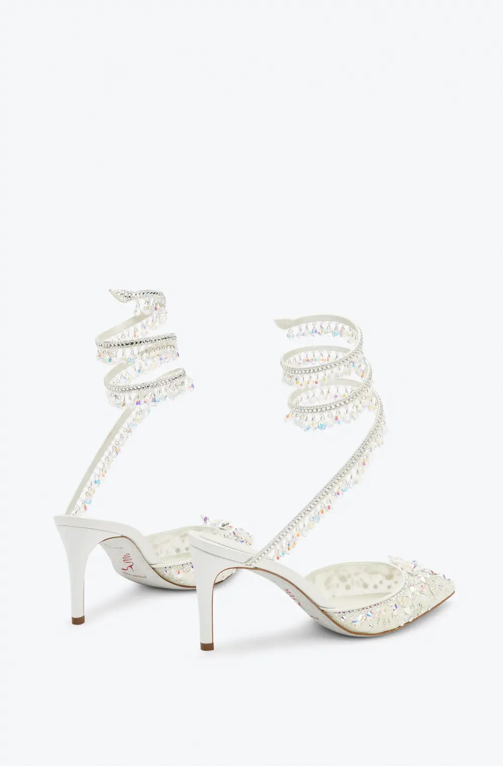 Rene Caovilla White Jewel Chandelier Pumps 75