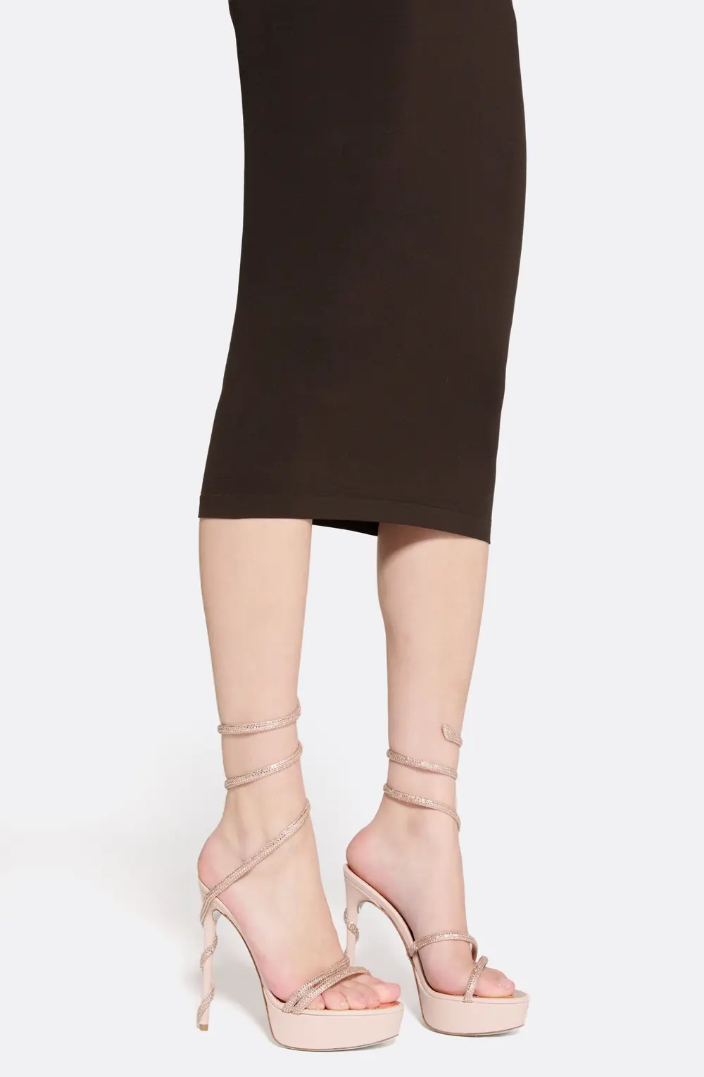 Rene Caovilla MARGOT BLUSH PINK PLATFORM SANDAL 130
