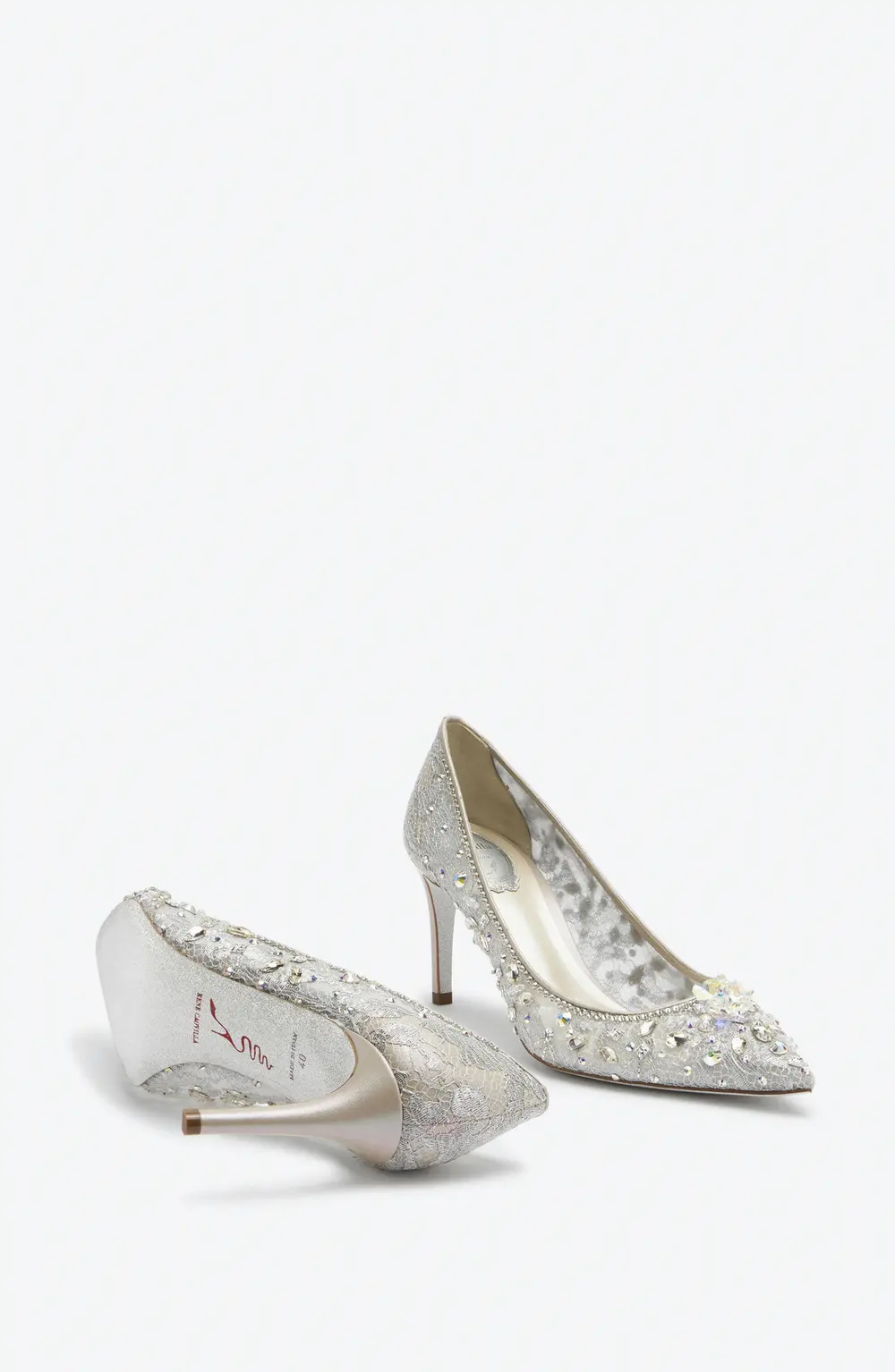 Rene Caovilla Grey Pointed Pumps Cinderella 75