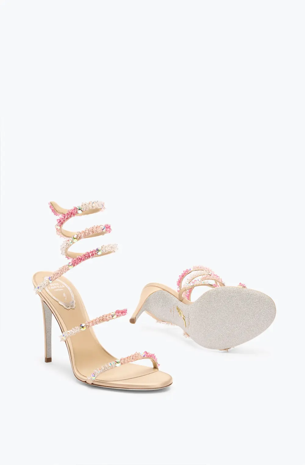 Rene Caovilla CINDERELLA BARBIE PINK SANDAL WITH SERPENT 105