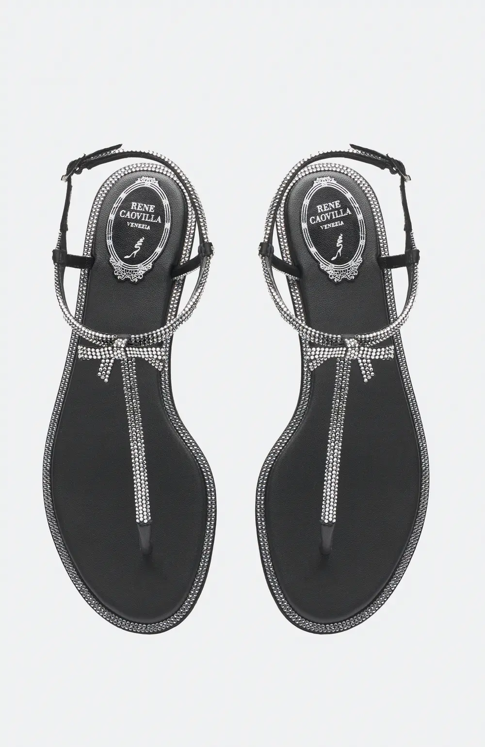 Rene Caovilla Caterina Black Thong Sandal 10