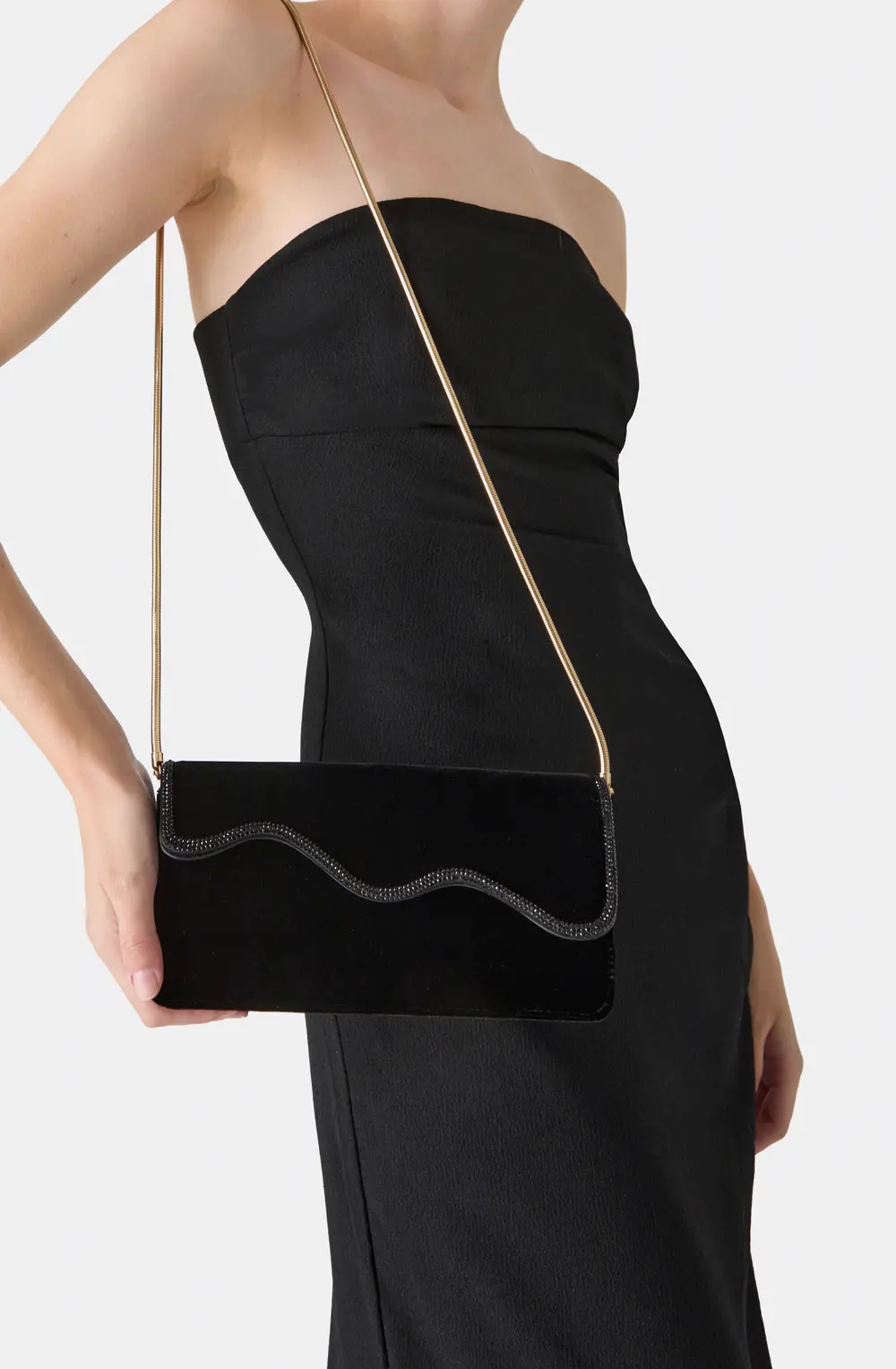 Rene Caovilla ONDA BLACK VELVET CLUTCH