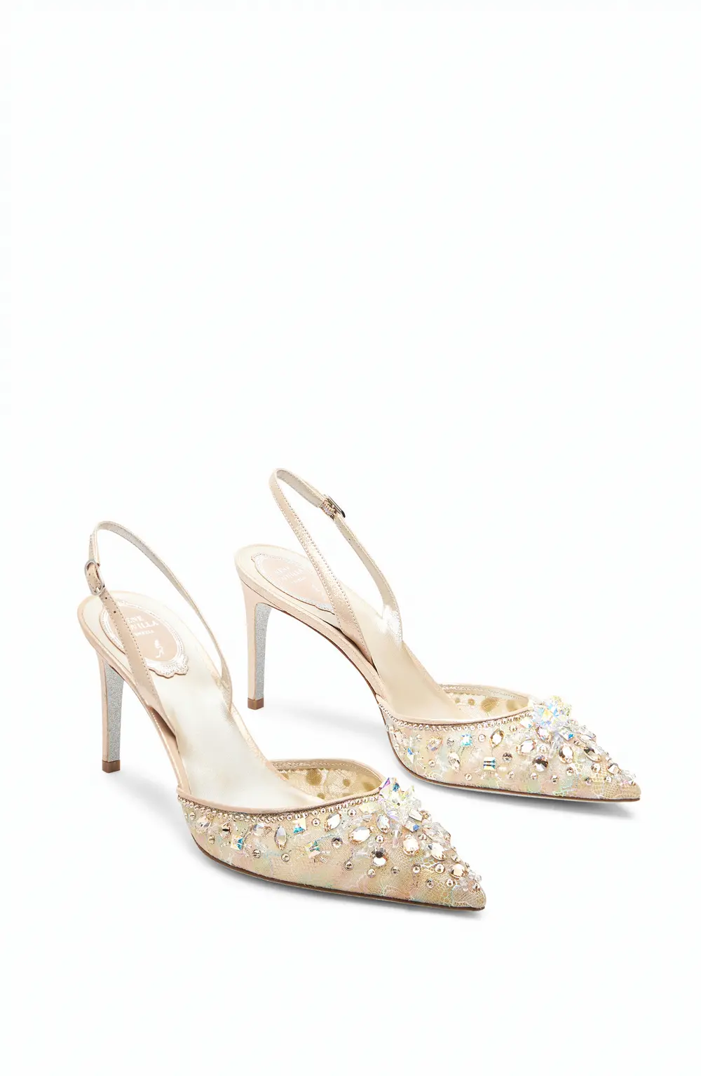 Rene Caovilla Cinderella Honey Slingback With Crystals 80