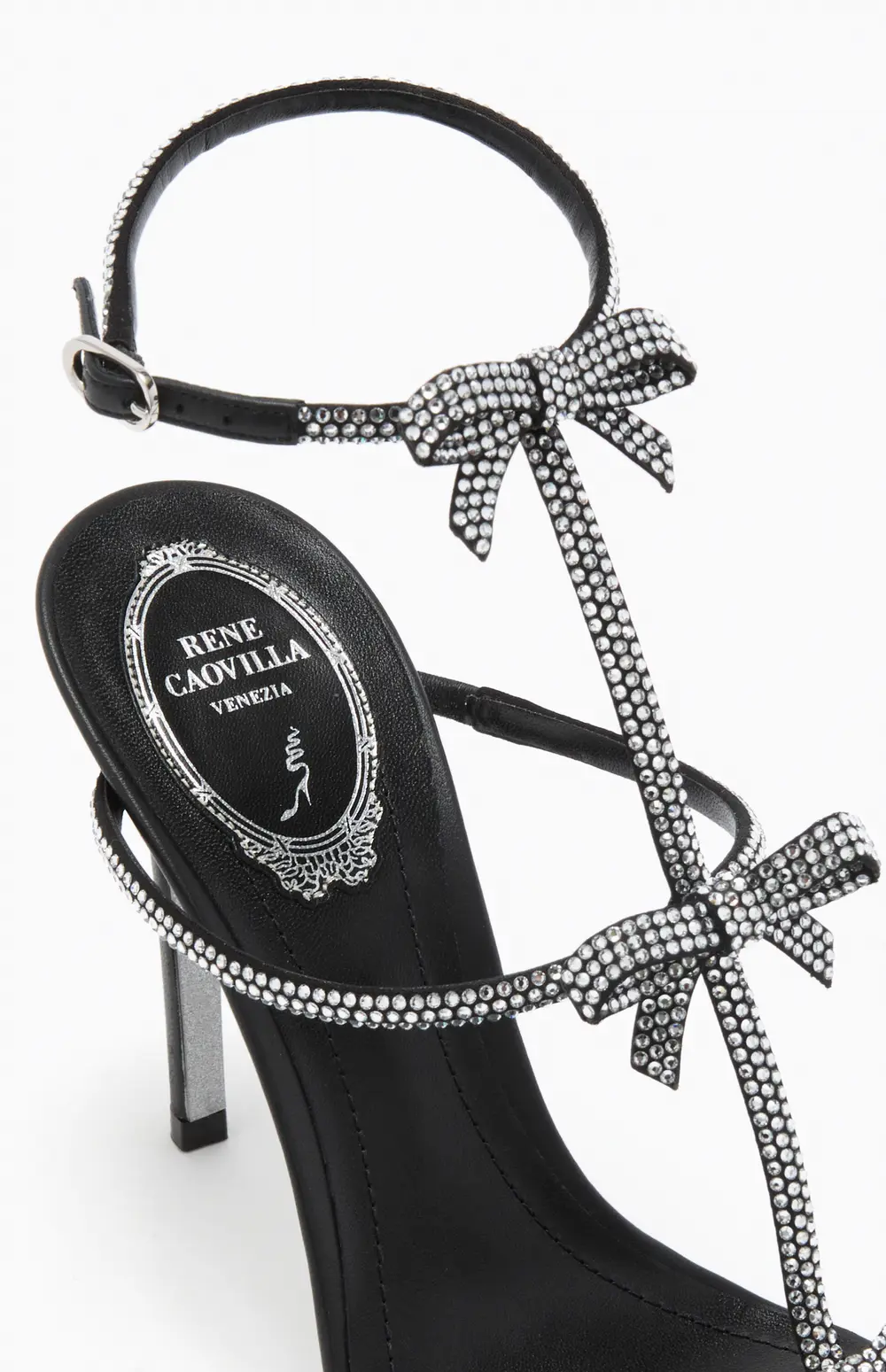Rene Caovilla CATERINA BLACK AND SILVER SANDAL 105