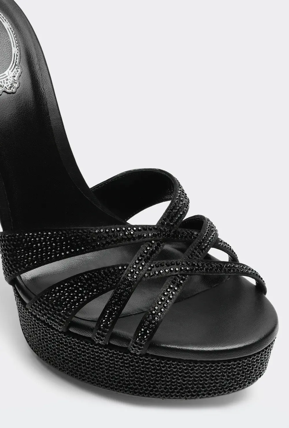 Rene Caovilla Dania Black Platform Mule 130