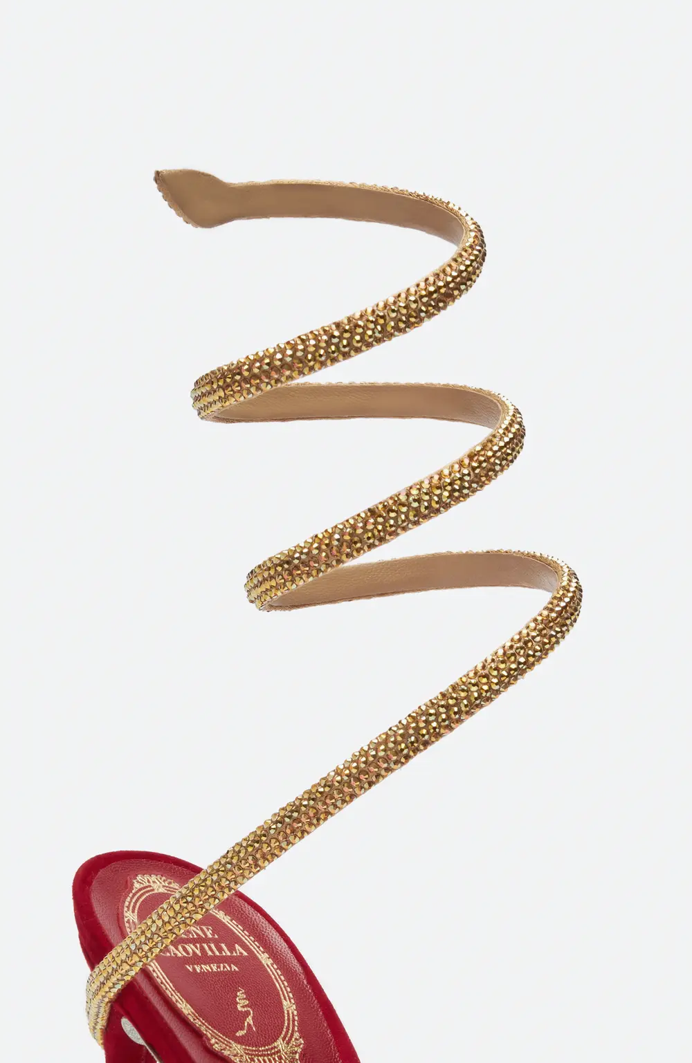 Rene Caovilla Margot Red And Gold Pump 105