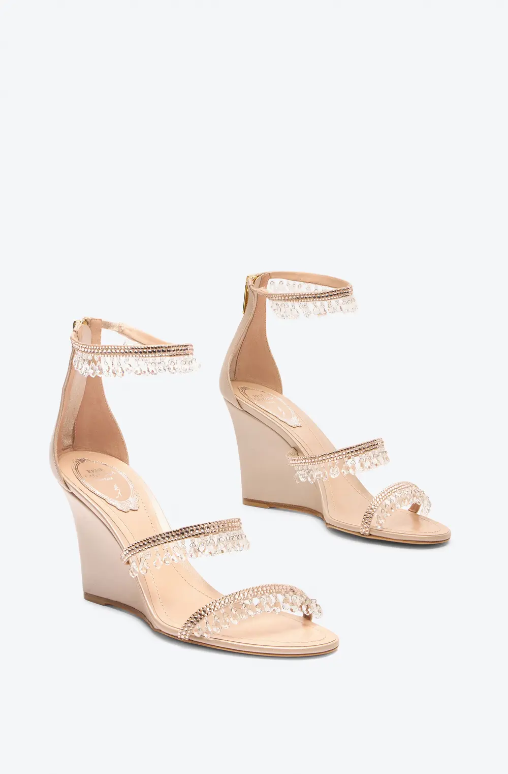 Rene Caovilla CHANDELIER POWDER PINK WEDGE SANDAL 80