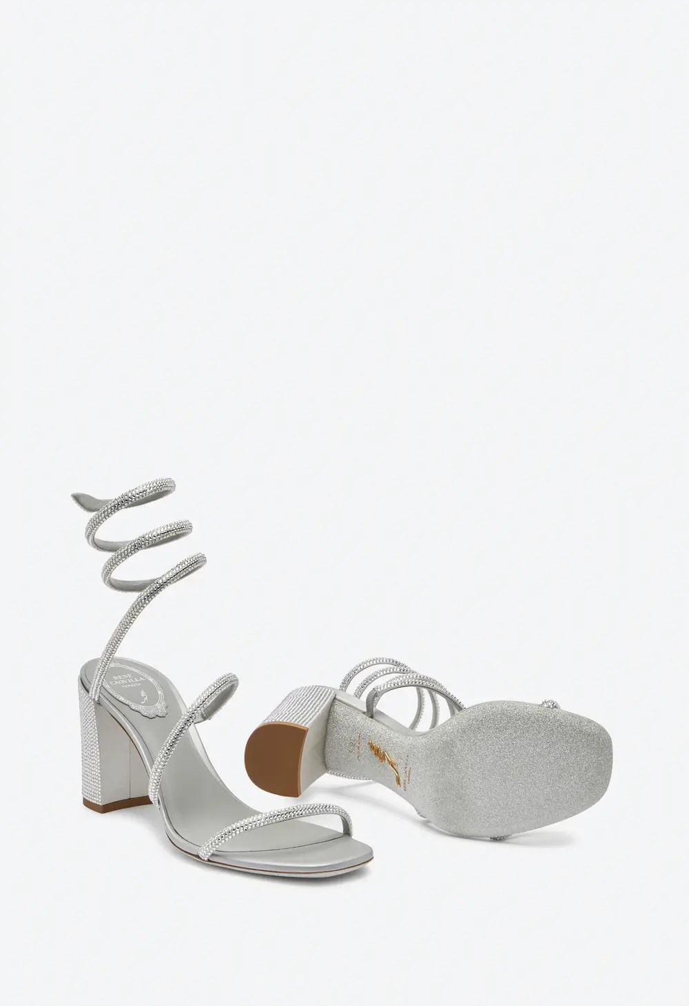 Rene Caovilla Cleo  Crystal Gray Sandal 80
