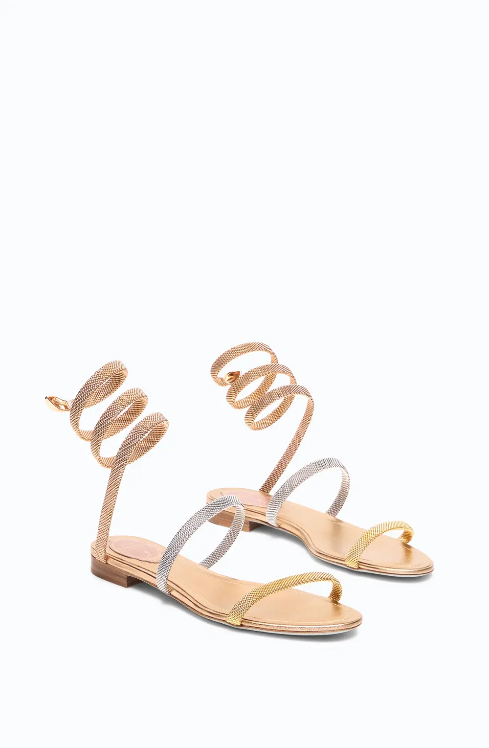 Rene Caovilla TRIGOLD CLEO THREE-TONED FLAT SANDAL 10