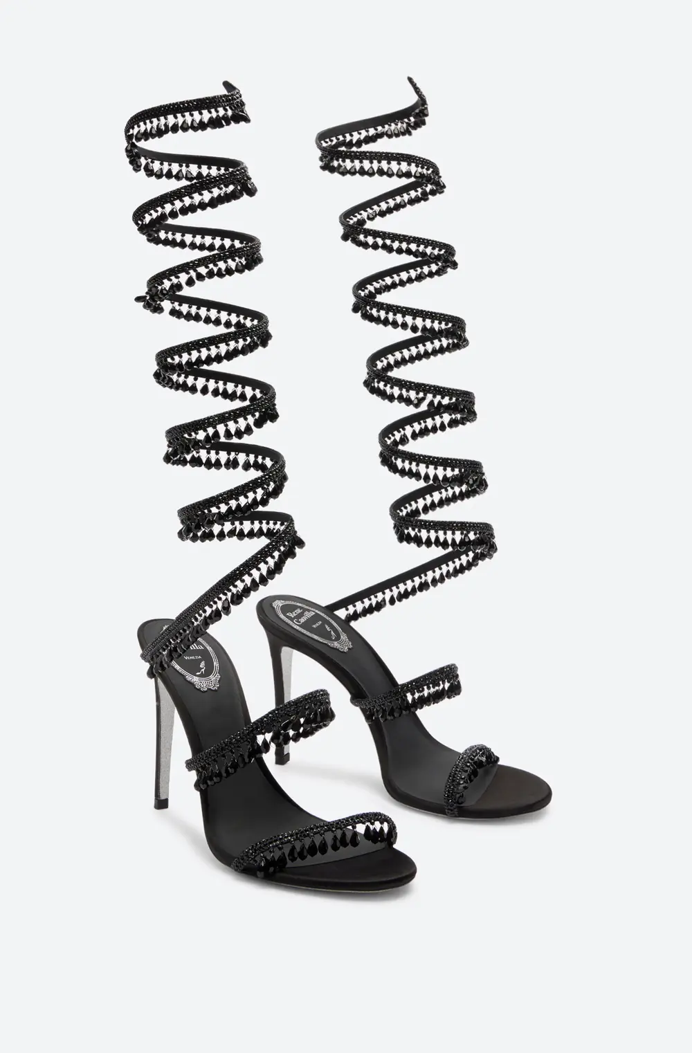 Rene Caovilla SUPER CHANDELIER BLACK SANDAL 105