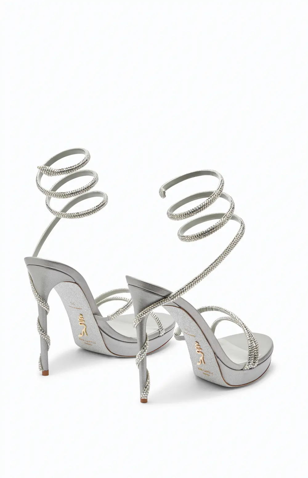Rene Caovilla MARGOT SILVER PLATFORM SANDAL 120