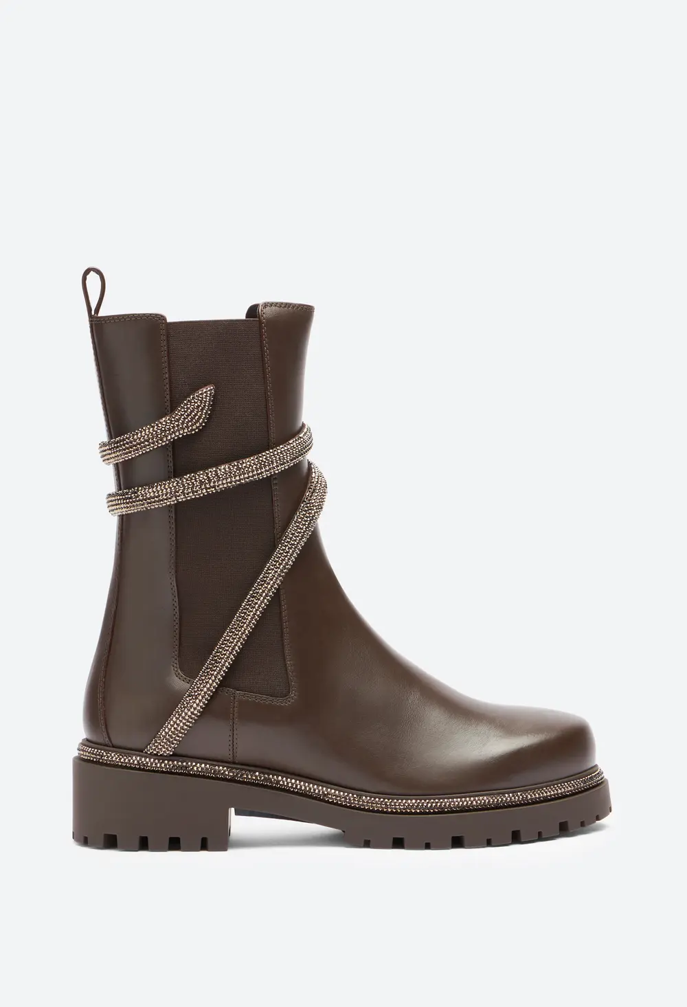 Rene Caovilla Cleo Crystal Chestnut Brown Bootie 25