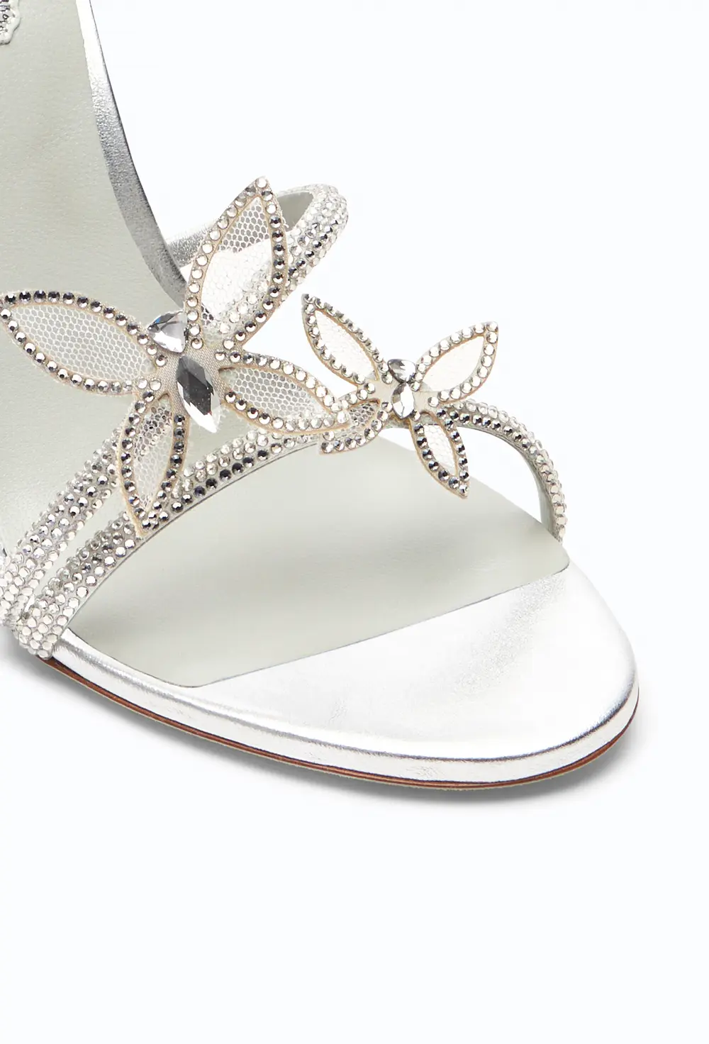 Rene Caovilla Margot Mirrored Gray Sandal With Butterflies 105