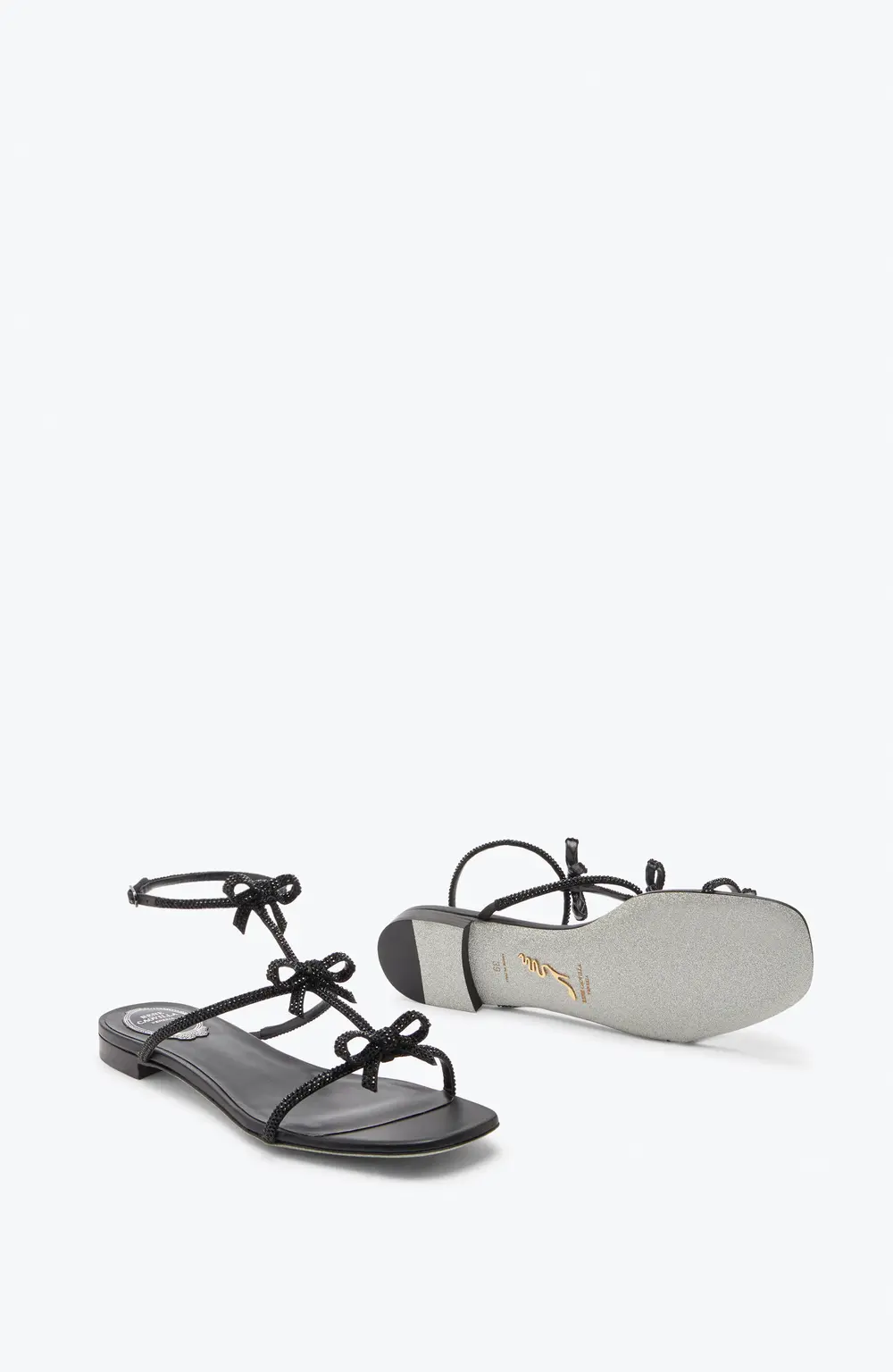 Rene Caovilla Caterina Black Flat Sandal 10
