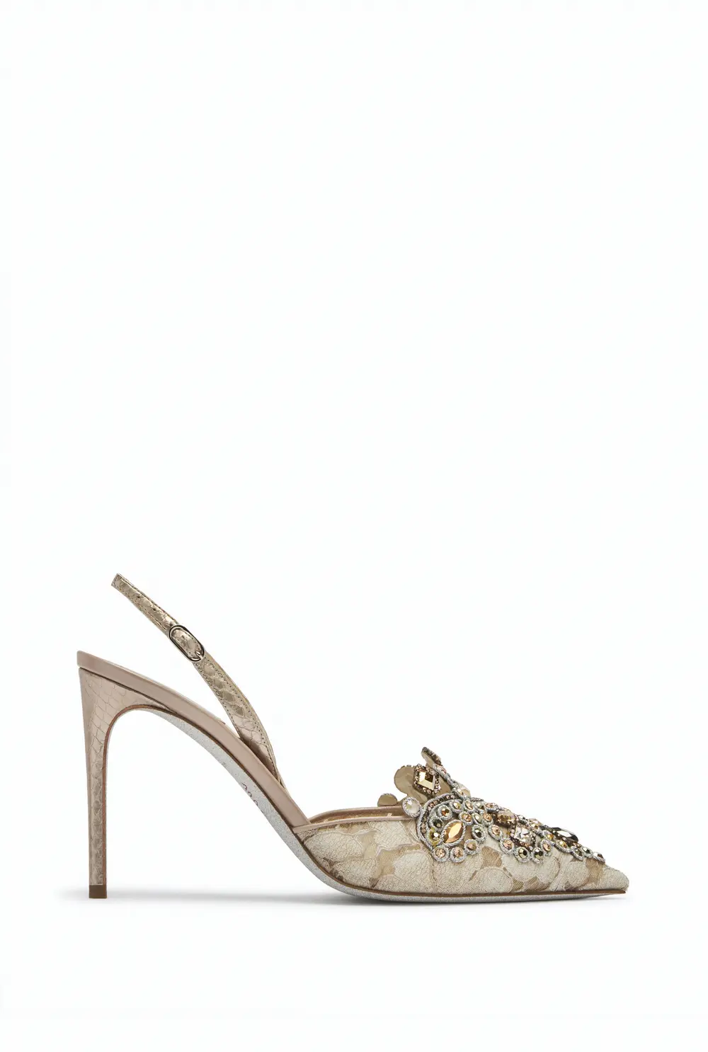 Rene Caovilla Gilt Decorated Slingbacks Veneziana