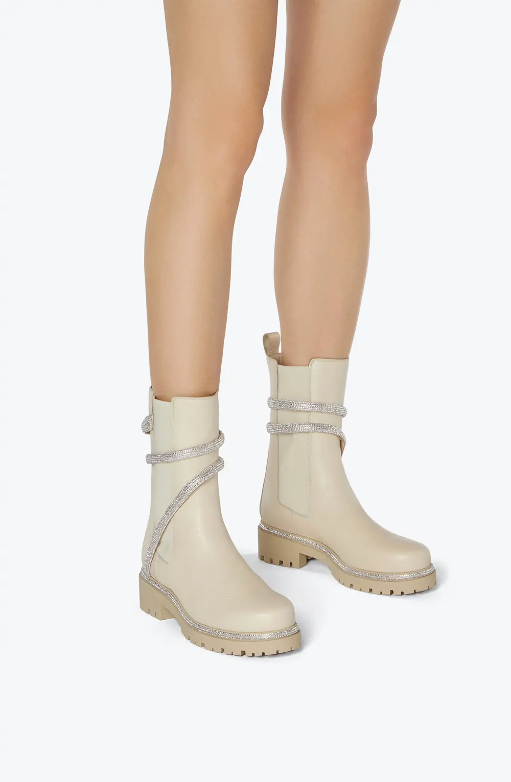 Rene Caovilla Cleo White Leather Bootie 25
