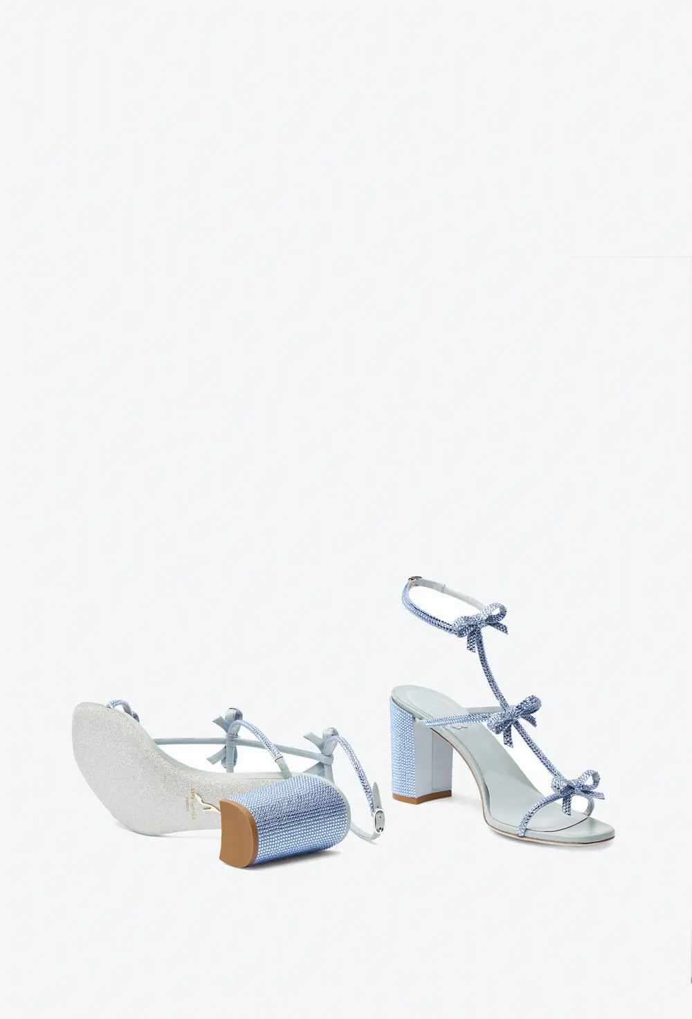 Rene Caovilla Caterina Crystal Powder Blue Sandal 80