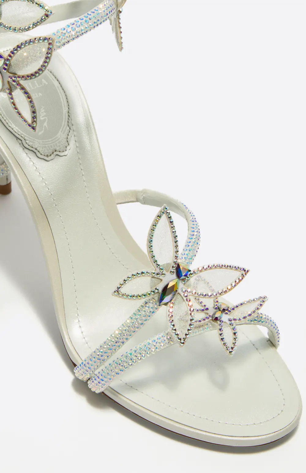 Rene Caovilla BUTTERFLOWER IVORY SATIN/CRYSTAL-TRANSMISSION ST SANDAL