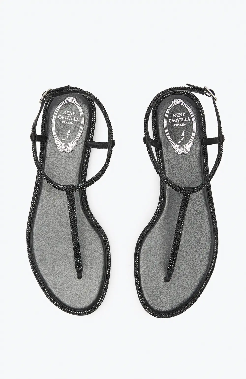 Rene Caovilla DIANA CRYSTAL BLACK SANDAL 10