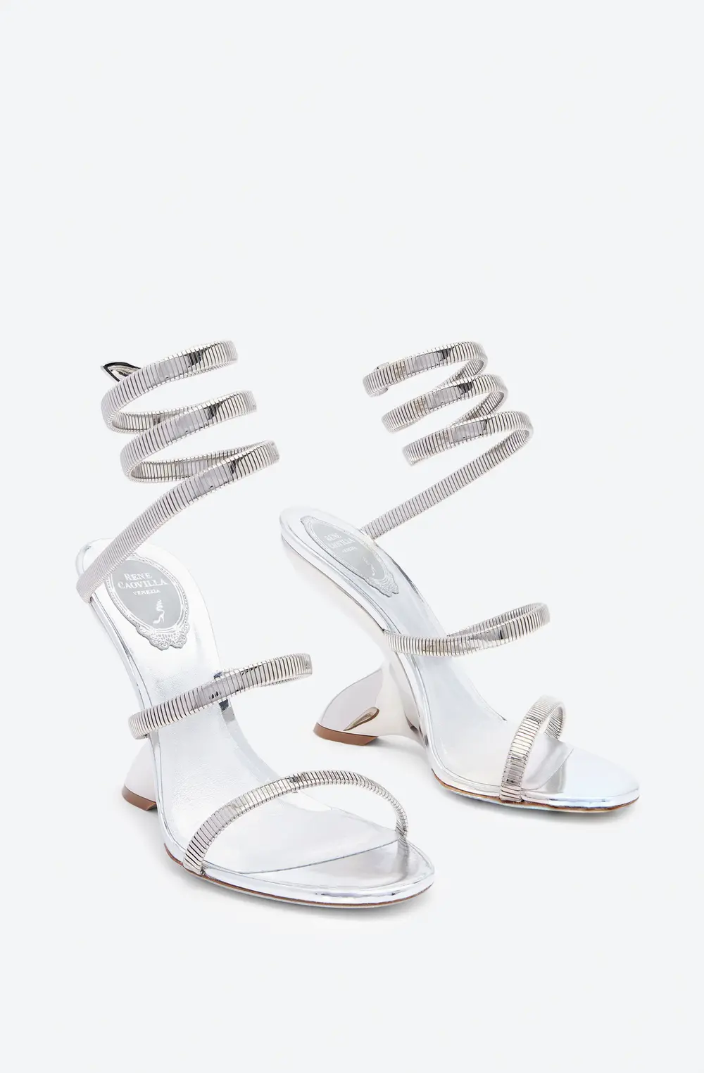 Rene Caovilla Symphony Mirrored Silver Sandal 105